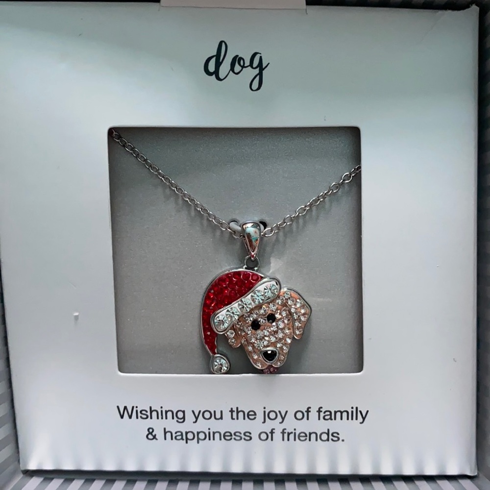 Christmas Dog Necklace with Jewels